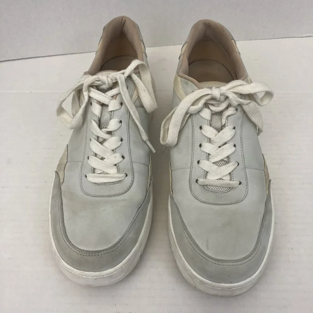Vionic Elsa Shoes‎ Womens Size 9 Light Gray Leather Comfort Sneakers Casual Low